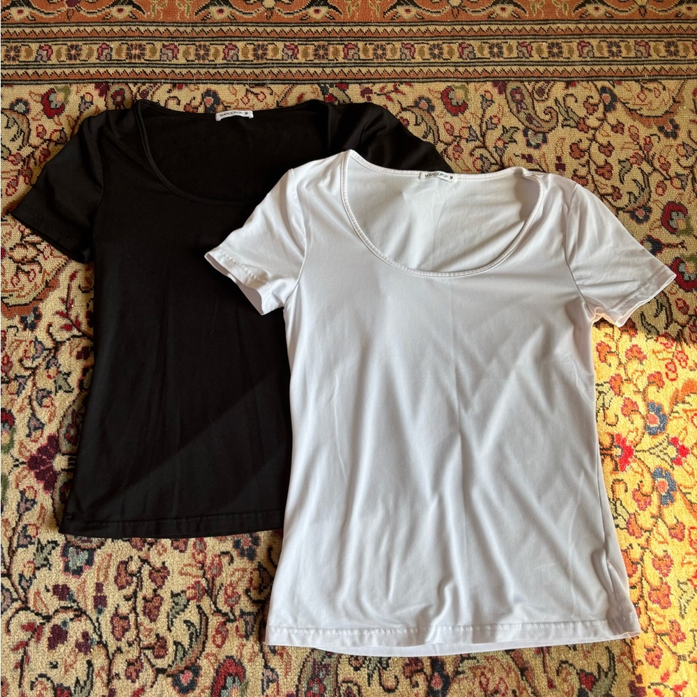Set of 2 - MANGOPOP Scoop Neck Short Sleeve Slim Fit T Shirt